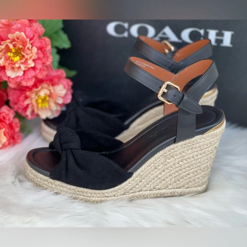 Coach Suede Black Wedges - Picture 3 of 15